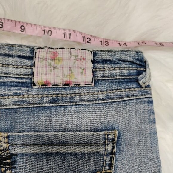 Vanilla Star Twee Y2K Vintage Wash Distressed Festival Boho Jean Short Blue 30 - Picture 5 of 6